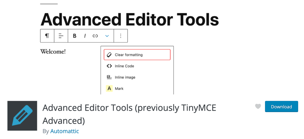 Advanced Editor Tools plugin from WordPress.org
