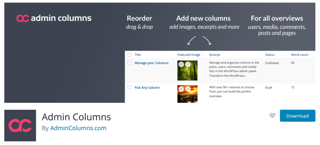Admin Columns plugin from WordPress.org